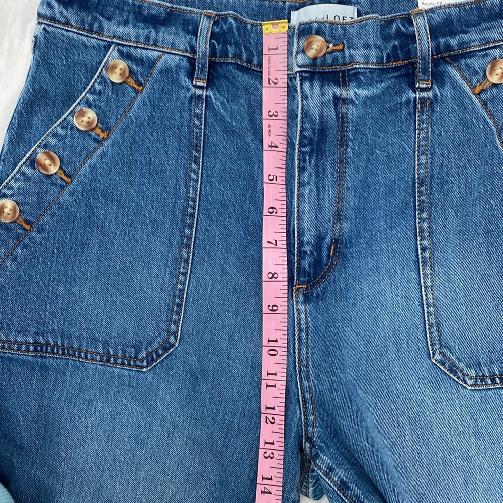 Ann Taylor Loft High Rise Wide Leg Jeans with Sailor motif buttons - Picture 6 of 6